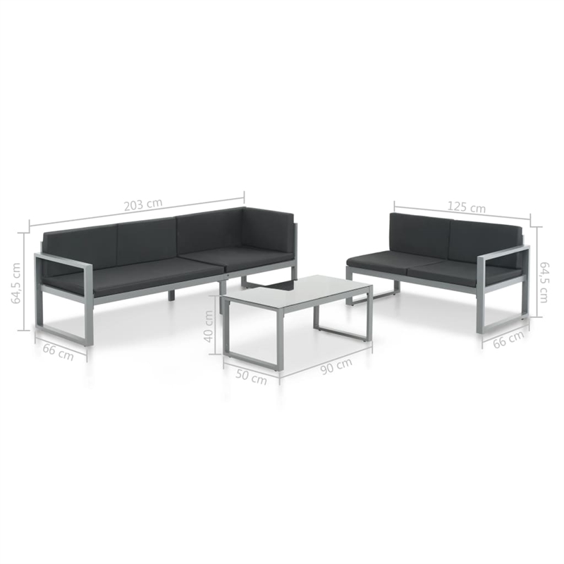 vidaXL 3 Piece Aluminum Furniture Set in Black