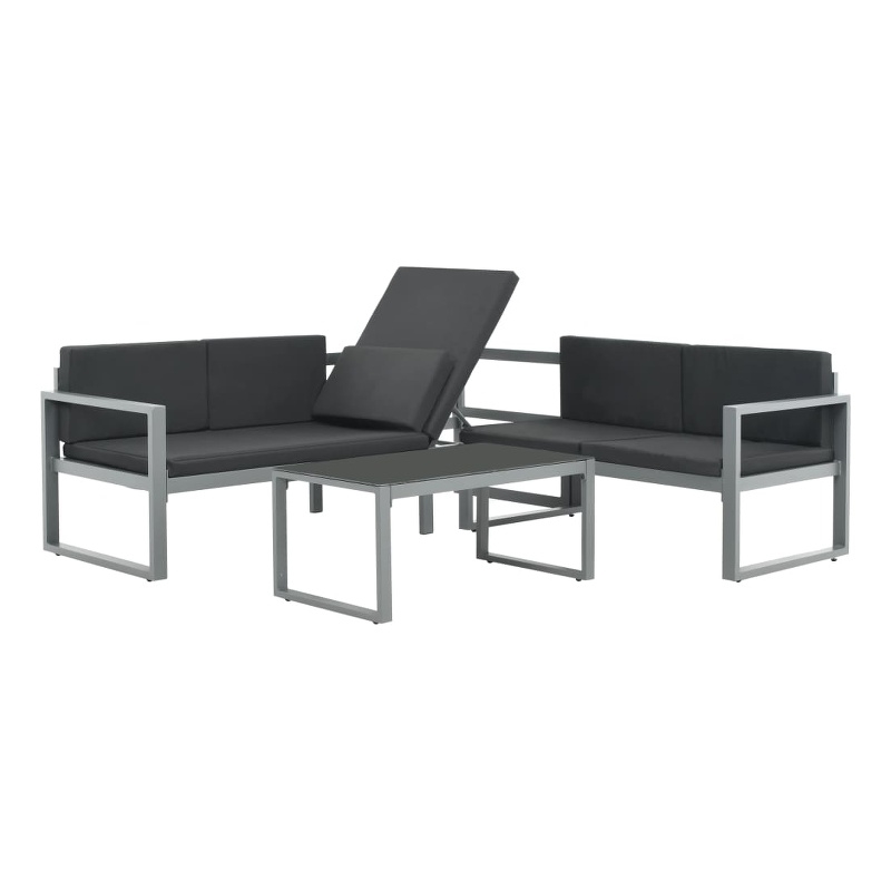 vidaXL 3 Piece Aluminum Furniture Set in Black