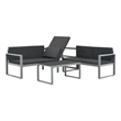 vidaXL 3 Piece Aluminum Furniture Set in Black
