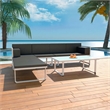 vidaXL 4 Piece Aluminum Sofa Set in Black/White
