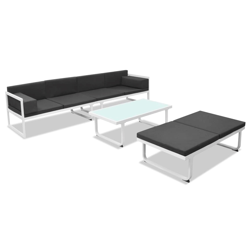 vidaXL 4 Piece Aluminum Sofa Set in Black/White