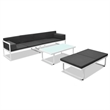 vidaXL 4 Piece Aluminum Sofa Set in Black/White