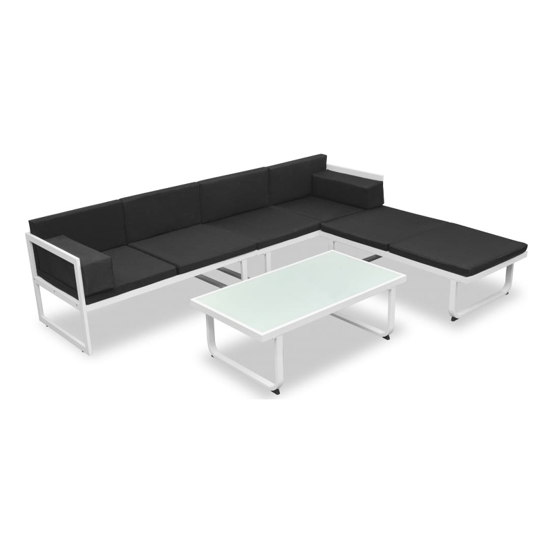 vidaXL 4 Piece Aluminum Sofa Set in Black/White