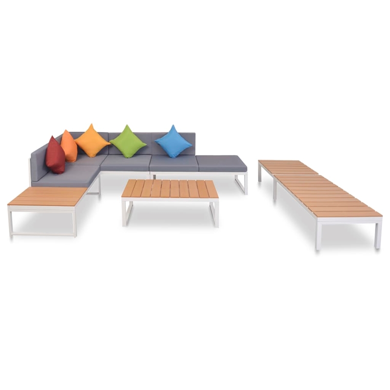 vidaXL 5 Piece Aluminum Patio Furniture in White/Brown
