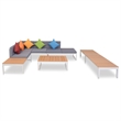 vidaXL 5 Piece Aluminum Patio Furniture in White/Brown