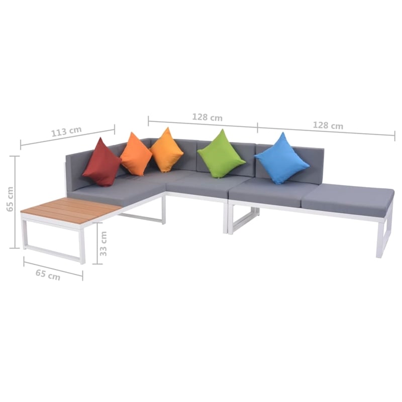 vidaXL 5 Piece Aluminum Patio Furniture in White/Brown
