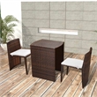 vidaXL 3 Piece Steel Small Furniture Set in White/Brown/Cream
