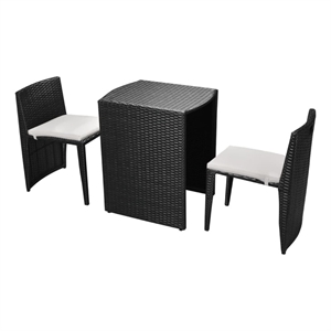 vidaXL 3 Piece Poly Rattan Furniture Set in Black/White/Cream