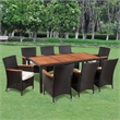 vidaXL 9 Piece Solid Acacia Wood Medium Furniture Set in Black