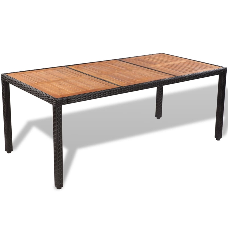 vidaXL 9 Piece Solid Acacia Wood Medium Furniture Set in Black