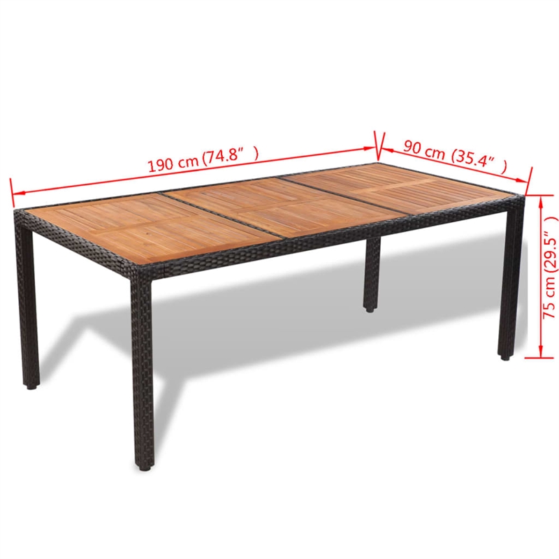 vidaXL 9 Piece Solid Acacia Wood Medium Furniture Set in Black