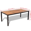 vidaXL 9 Piece Solid Acacia Wood Medium Furniture Set in Black