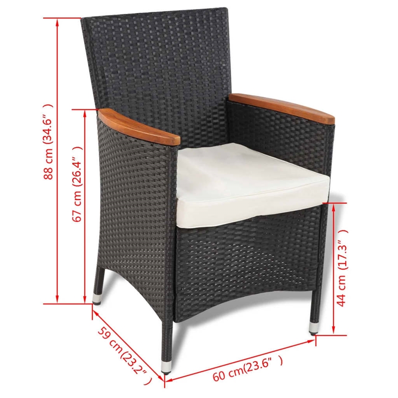 vidaXL 9 Piece Solid Acacia Wood Medium Furniture Set in Black