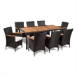vidaXL 9 Piece Solid Acacia Wood Medium Furniture Set in Black