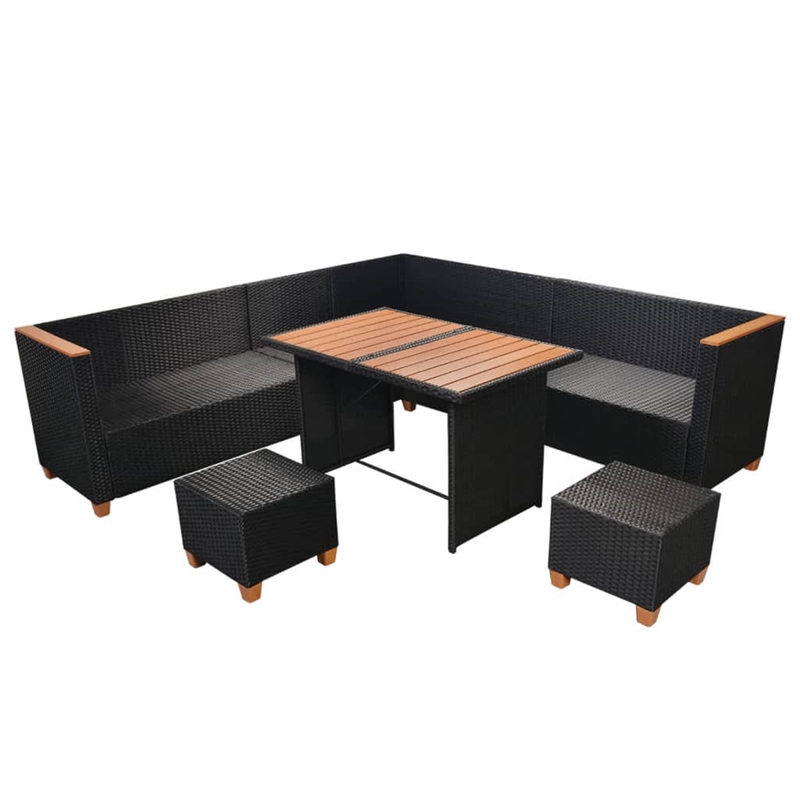 vidaXL 7 Piece Steel Large Patio Furniture in Black/Cream