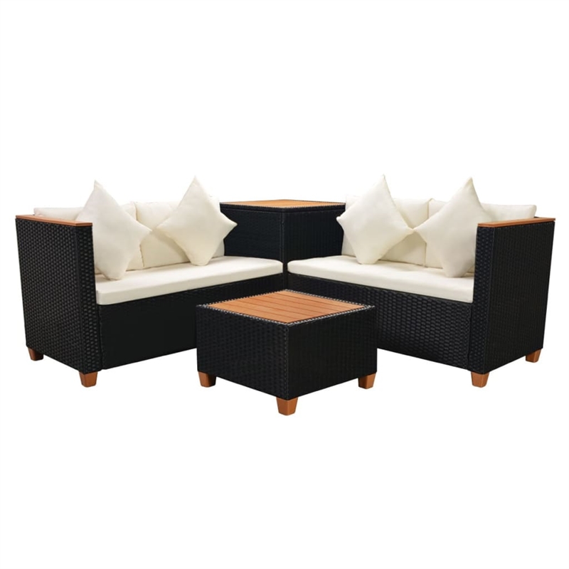 vidaXL 4 Piece Steel Patio Furniture in Black