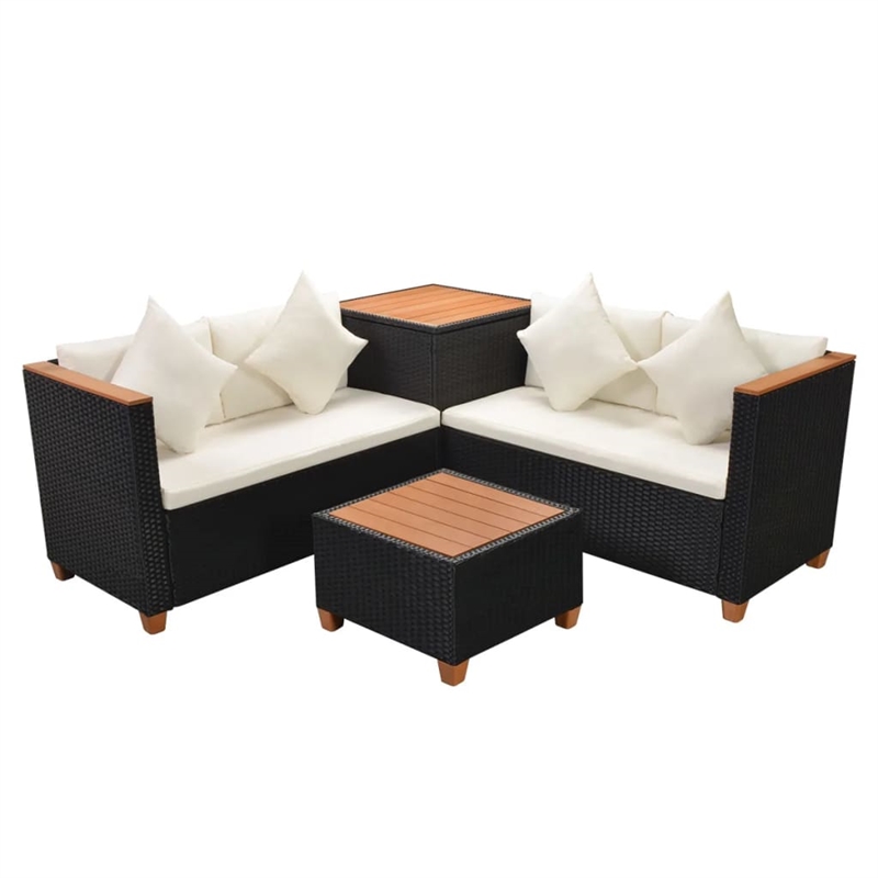 vidaXL 4 Piece Steel Patio Furniture in Black