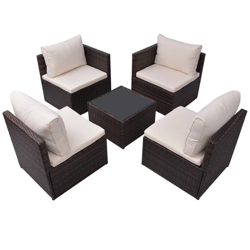vidaXL 5 Piece Steel Garden Furniture Set in Brown