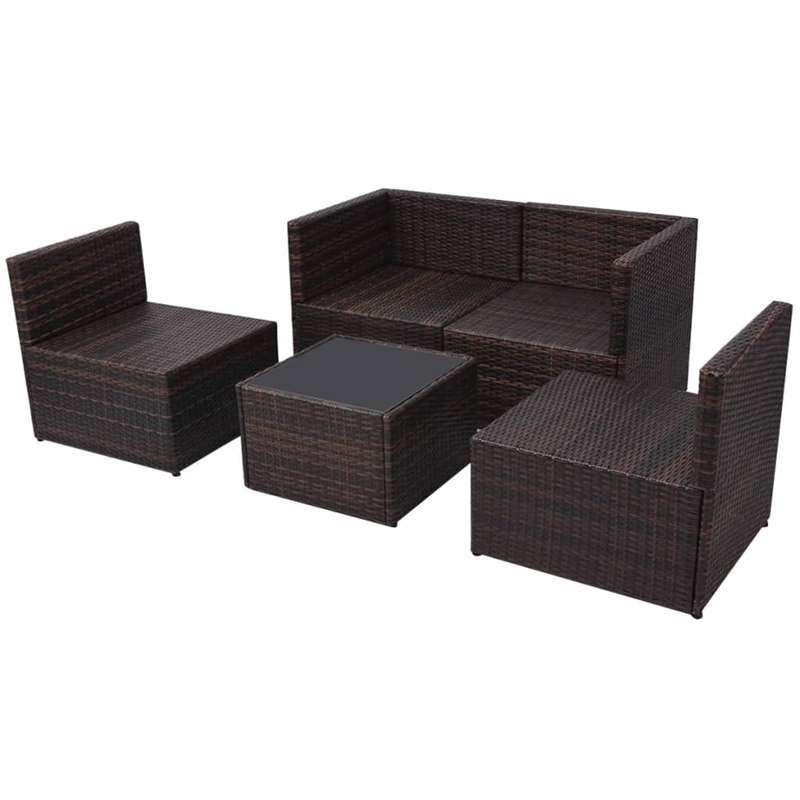 vidaXL 5 Piece Steel Garden Furniture Set in Brown