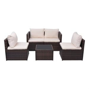 vidaXL 5 Piece Steel Garden Furniture Set in Brown