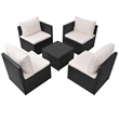 vidaXL 5 Piece Steel Garden Furniture Set in Black/White/Cream