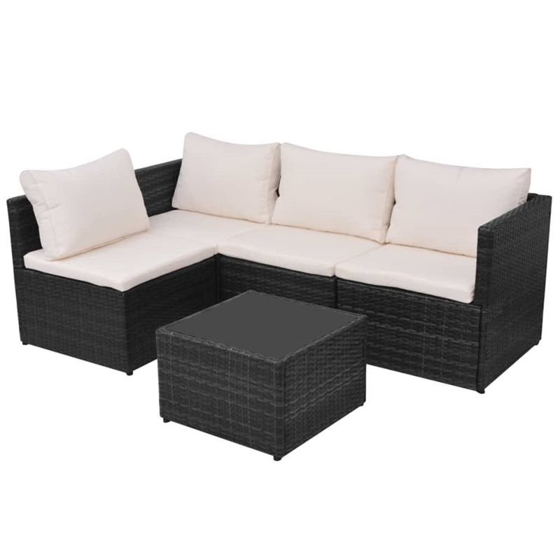 vidaXL 5 Piece Steel Garden Furniture Set in Black/White/Cream