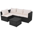 vidaXL 5 Piece Steel Garden Furniture Set in Black/White/Cream