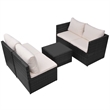 vidaXL 5 Piece Steel Garden Furniture Set in Black/White/Cream