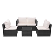 vidaXL 5 Piece Steel Garden Furniture Set in Black/White/Cream