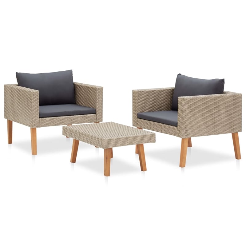 vidaXL 3 Piece Large Garden Furniture Set in Anthracite/Beige