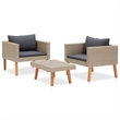 vidaXL 3 Piece Large Garden Furniture Set in Anthracite/Beige