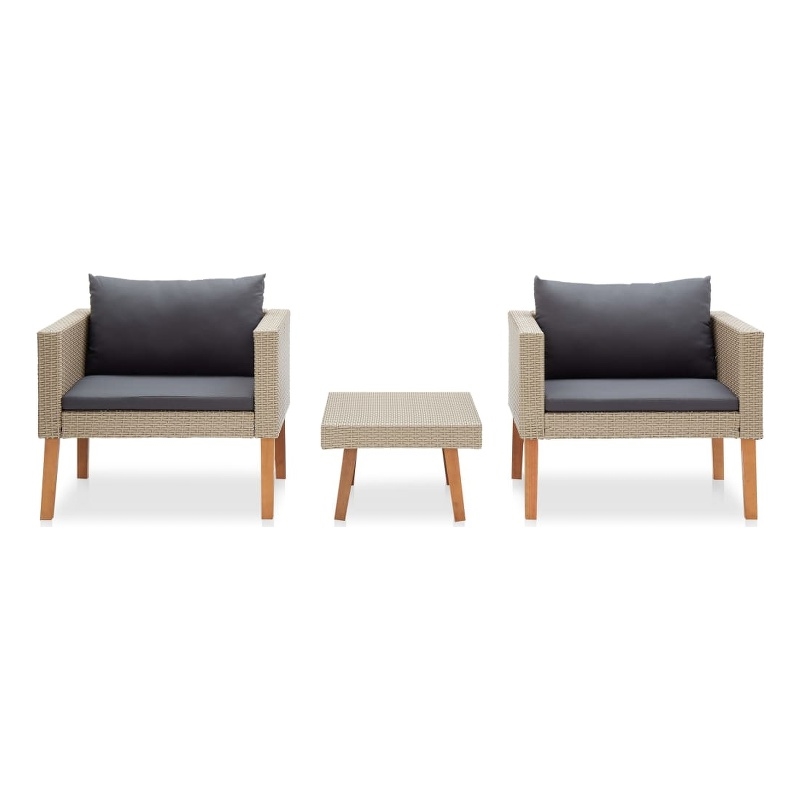 vidaXL 3 Piece Large Garden Furniture Set in Anthracite/Beige