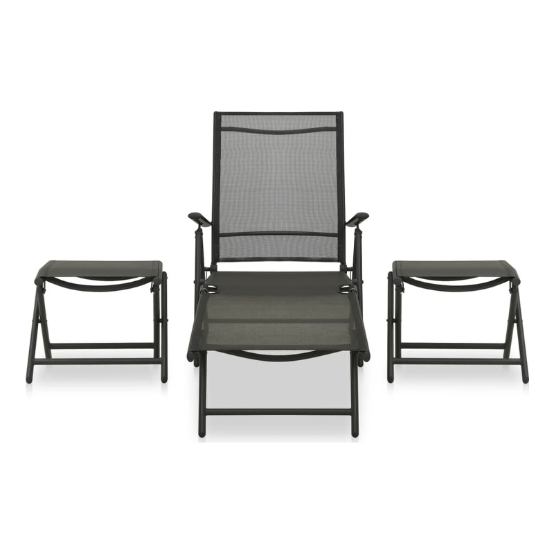 vidaXL 3 Piece Aluminum Standard Garden Lounge Set in Black