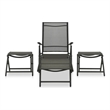 vidaXL 3 Piece Aluminum Standard Garden Lounge Set in Black
