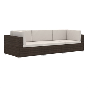 vidaXL 3 Piece Steel Patio Sofa Set in Brown