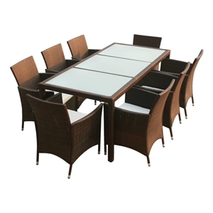vidaXL 9 Piece Steel Large Furniture Set in Brown