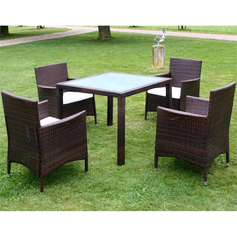 vidaXL 5 Piece Aluminum Furniture Set in Brown