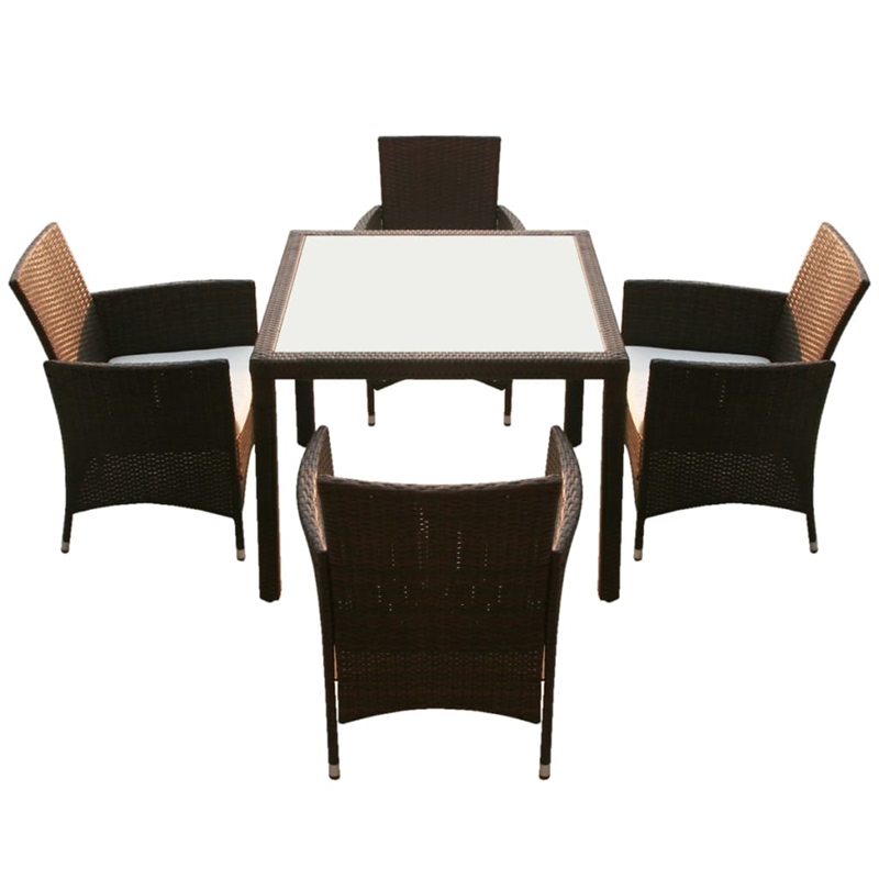 vidaXL 5 Piece Aluminum Furniture Set in Brown