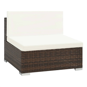 vidaXL 7 Piece Poly Rattan Patio Sofa Set in White/Brown/Cream