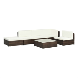 vidaXL 6 Piece Small Patio Sofa Set in White/Brown/Cream