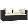vidaXL 3 Piece Steel Garden Lounge Set in Black/Cream