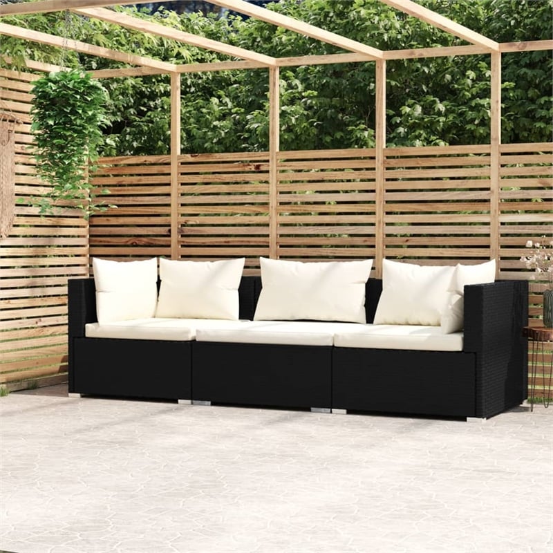 vidaXL Steel Garden Sofa in Black