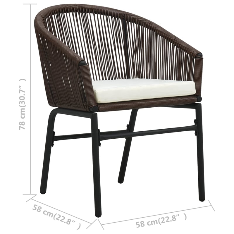 vidaXL Steel Small Bistro Set in Brown