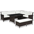 vidaXL Steel Garden Furniture Set in White/Brown/Cream