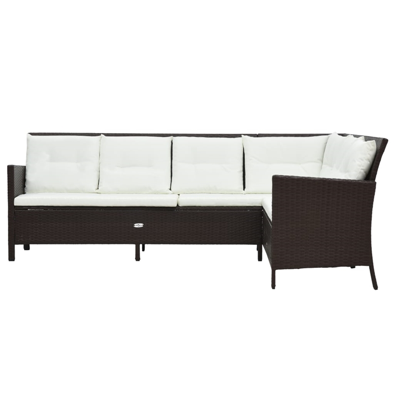 vidaXL Steel Garden Furniture Set in White/Brown/Cream