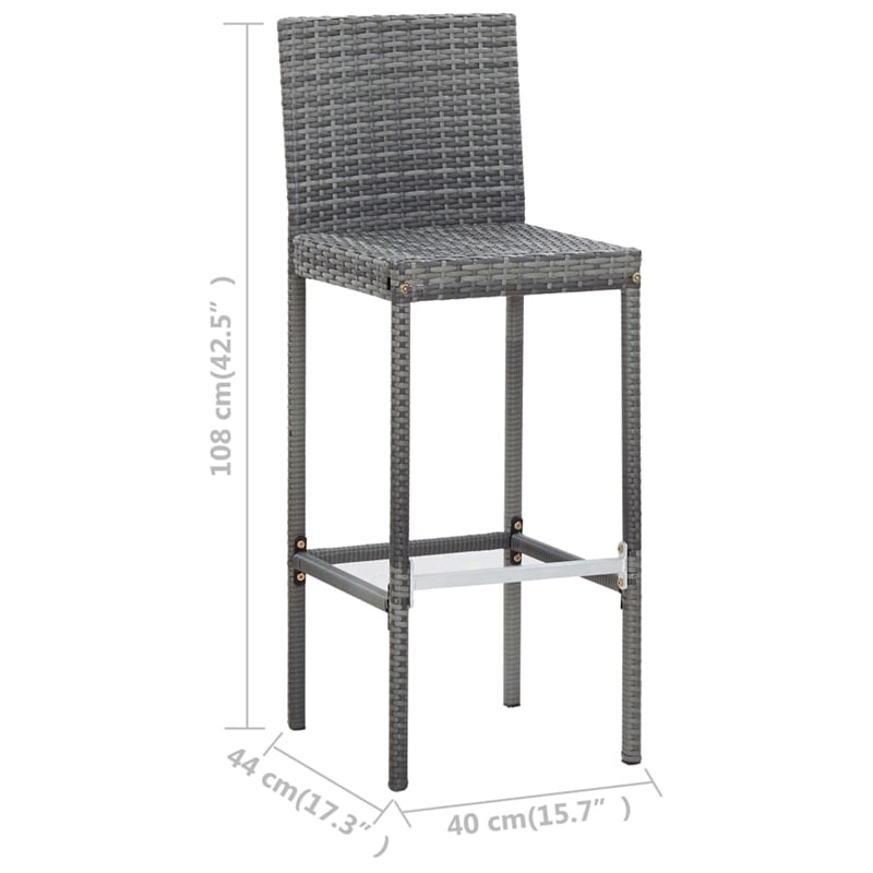 vidaXL 7 Piece Solid Acacia Wood Bar Set in Gray/Anthracite