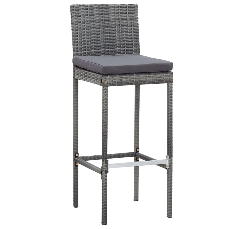 vidaXL 7 Piece Solid Acacia Wood Bar Set in Gray/Anthracite