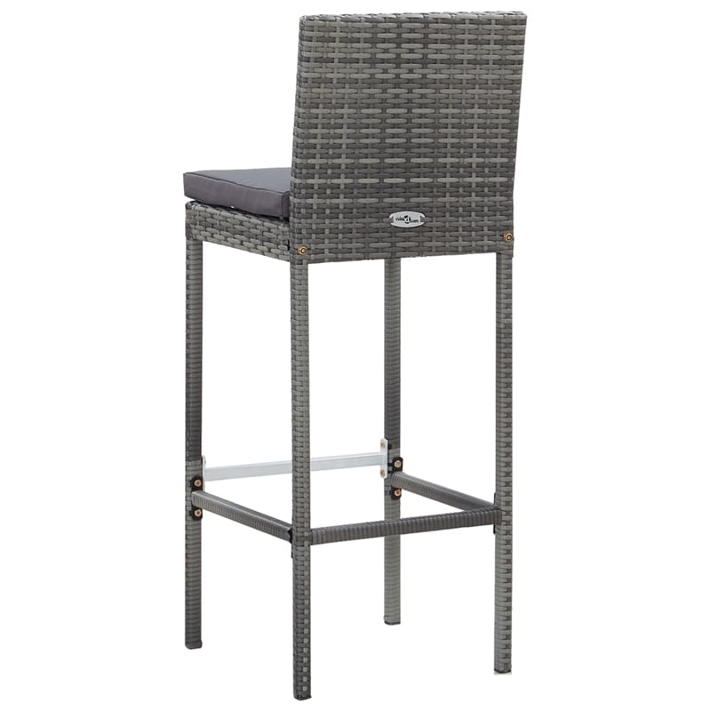 vidaXL 7 Piece Solid Acacia Wood Bar Set in Gray/Anthracite