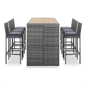 vidaXL 7 Piece Solid Acacia Wood Bar Set in Gray/Anthracite