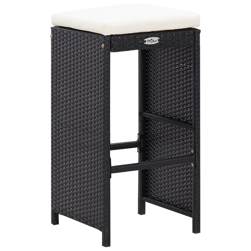 vidaXL 9 Piece Poly Rattan Bar Set in Black